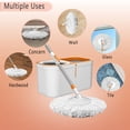 thumbnail image 2 of Juego de cubeta y trapeador giratorio para piso con sistema de escurridor, mango extendido de acero inoxidable de 61 "para uso en limpieza de pisos en el hogar con 5 cabezales de repuesto y 1 cabezal, 2 of 7