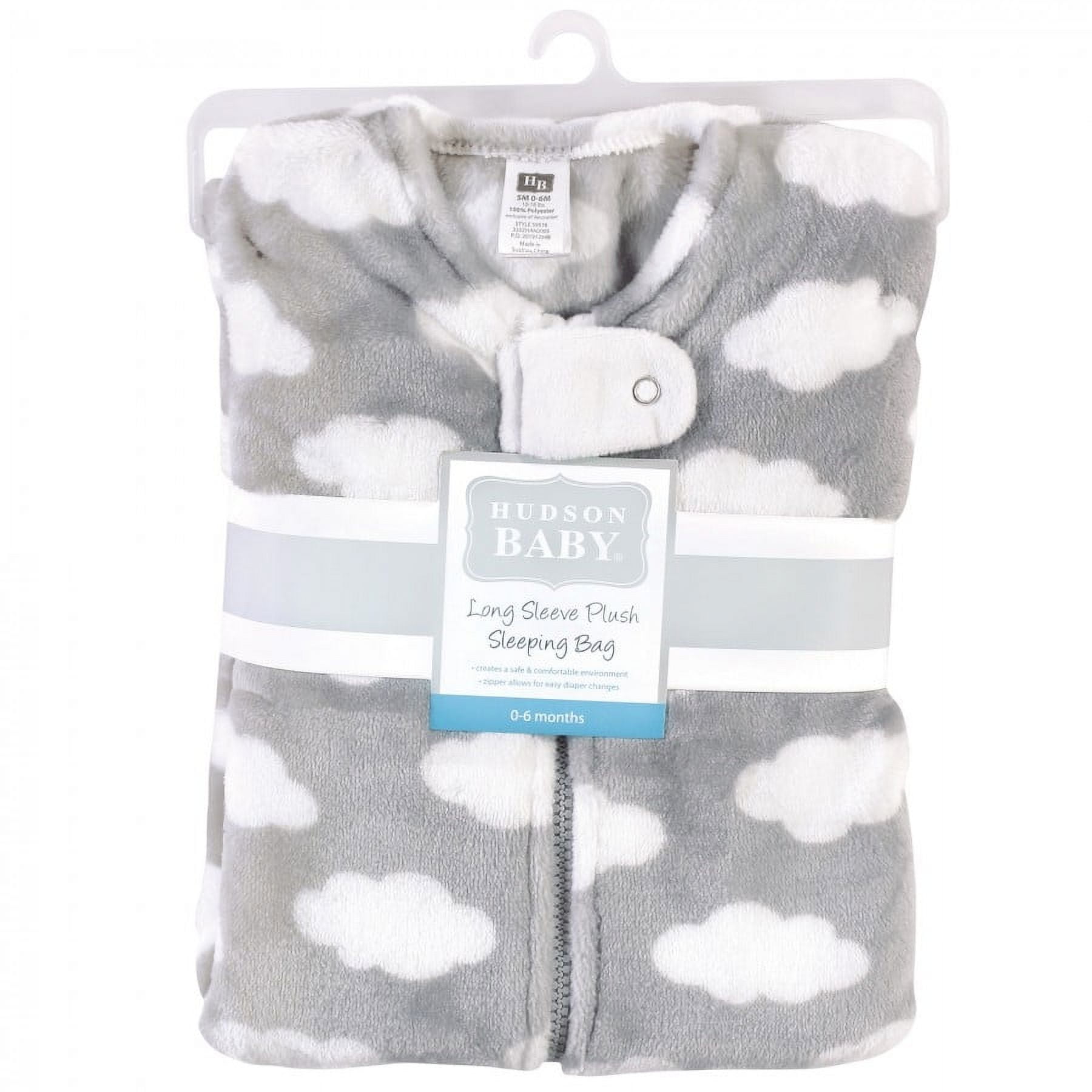Hudson Baby Infant Plush Sleeping Bag, Sack, Blanket, Gray Clouds, 12-18 Months