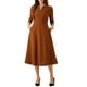 thumbnail image 2 of Vestido de trabajo para mujeres INSPIRE CHIC, corte A, mangas 3/4, vestido midi elegante, color caramelo, talla L, 2 of 6