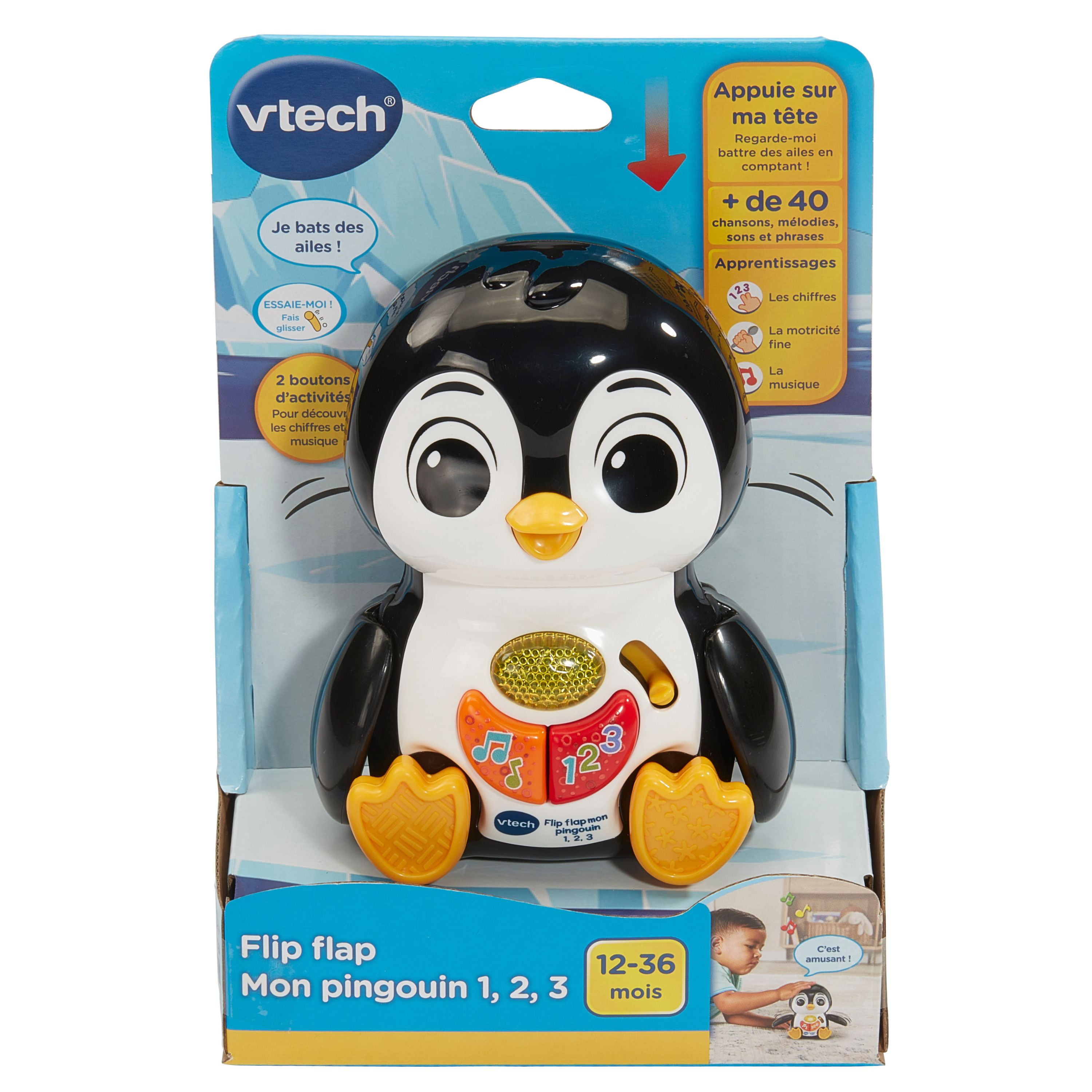 VTech Flap & Learn Penguin Counting Toy for Toddlers - French Version, 12-36 Months