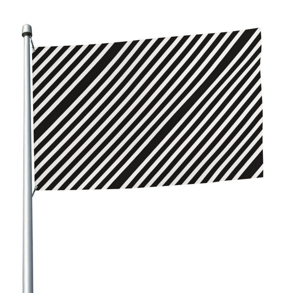 5ft X 8ft Black And White Stripes Flag Weather-Resistant Polyester Outdoor Decor