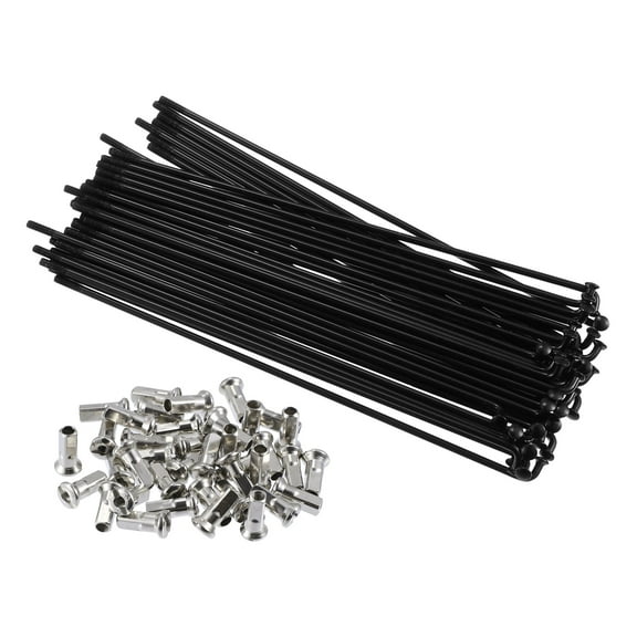 Unique Bargains 40 Pcs Bicycle Carbon Steel Spokes 12G Bike Spoke 160mm Length with Nipples for Most Bicycle Black