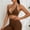 Brown, variant on Women's Halter V-Neck Sports Bra, Contrast Trim Yoga Vests for Women, Seamless Workout Tank with Built-in Shelf Bra Pink S