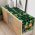 thumbnail image 4 of St. Patrick's Day Table Runner - 120 Inch Long, Kitchen Dining Table Runner Dresser Scarves, Cute Gnomes Lucky Shamrocks Green Black Plaid Farmhouse Decor for Coffee Tables Wedding Party Banquet, 4 of 8