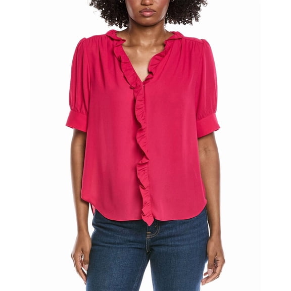 CeCe womens Puff Sleeve Ruffle Top, xs, Pink