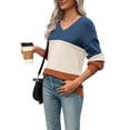 thumbnail image 3 of Women Fall Sweaters Casual Long Sleeve Ribbed Knit V Neck Light-Weight Crochet Pullover Sweater Apricot S, 3 of 7