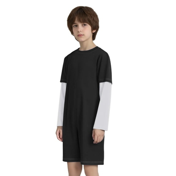 Haitryli Unisex Kids Girls Boys Special Needs Adaptive Clothing Anti-Strip Jumpsuit Color Block Long Sleeve Zipper Romper Black White 6