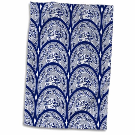 3dRose Overlapping Willow Pattern Plates in Blue and White - Towel  15 by 22-inch (twl_294407_1)
