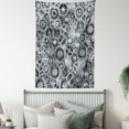 thumbnail image 3 of Clock Decor Tapestry, A Background with Metal Realistic Cogwheels Engineering and Technologic Theme Pattern, Wall Hanging for Bedroom Living Room Dorm Decor, 40W X 60L Inches, Grey, by Ambesonne, 3 of 5