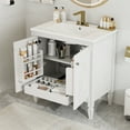 thumbnail image 2 of ENSHUI 30" Bathroom Vanity with Sink, Solid Wood Floor Standing Bathroom Vanity Cabinet with 1 Soft Close Drawer, Vintage Bathroom Vanities with Adjustable Shelf, White, 2 of 9