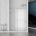 thumbnail image 3 of 55-59"W x 72"H Frameless Double Sliding Shower Door, 5/16"(8mm) Glass, Brushed Nickel, 3 of 21