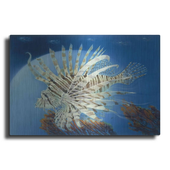 Luxe Metal Art 'Lion Fish' by Durwood Coffey, Metal Wall Art, 24"x16"
