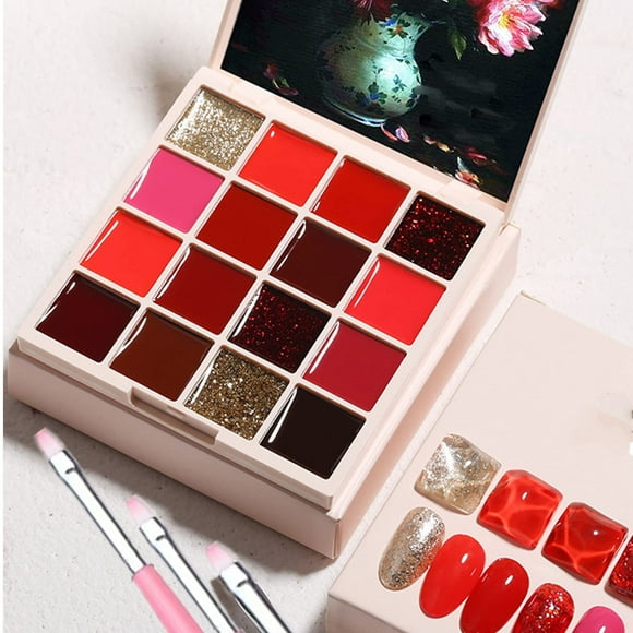 16 Color/Set Solid Nail Gel Polish Palette Mud Painting Gel Set For Nail Art Design Semi Permanent UV Gel Varnish Long Lasting No Flowing Nail Gel Polish Solid Lacquer Polish (3 Millennium Red)