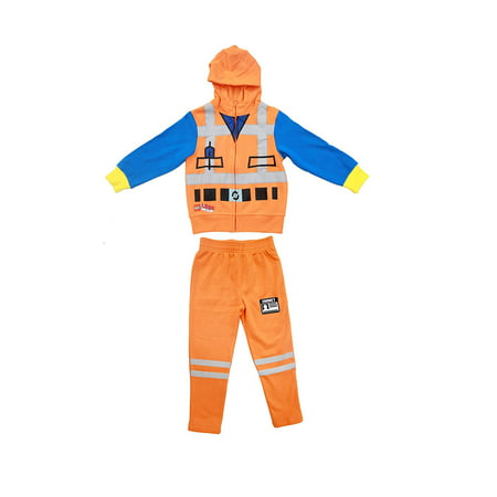 Lego Movie Emmet Orange Boys Two-Piece Zip-Up Costume Hoodie & Sweatpants Set