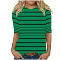 thumbnail image 2 of EchfiProm Green Tops for Women Long Sleeve Pullover Y2k Striped Womens T-Shirt Relaxed Fit, 2 of 5