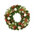 thumbnail image 3 of Corona navideña de flores artificiales para puerta de entrada, piñas verdes 40 centímetros, 3 of 9