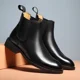 thumbnail image 2 of Botas de cuero genuino para Hombre, Botas cortas Chelsea de estilo británico a la moda para Hombre, Botas hasta el tobillo con plataforma informales, Botas de vestir para Hombre, 2 of 4