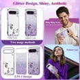 thumbnail image 3 of for Google Pixel 9 Case Clear Glitter Shiny Aesthetic Google Pixel 9 Phone Case Silicone Soft Floral Transparent Shockproof Cover Purple Slim for Women (Purple), 3 of 14
