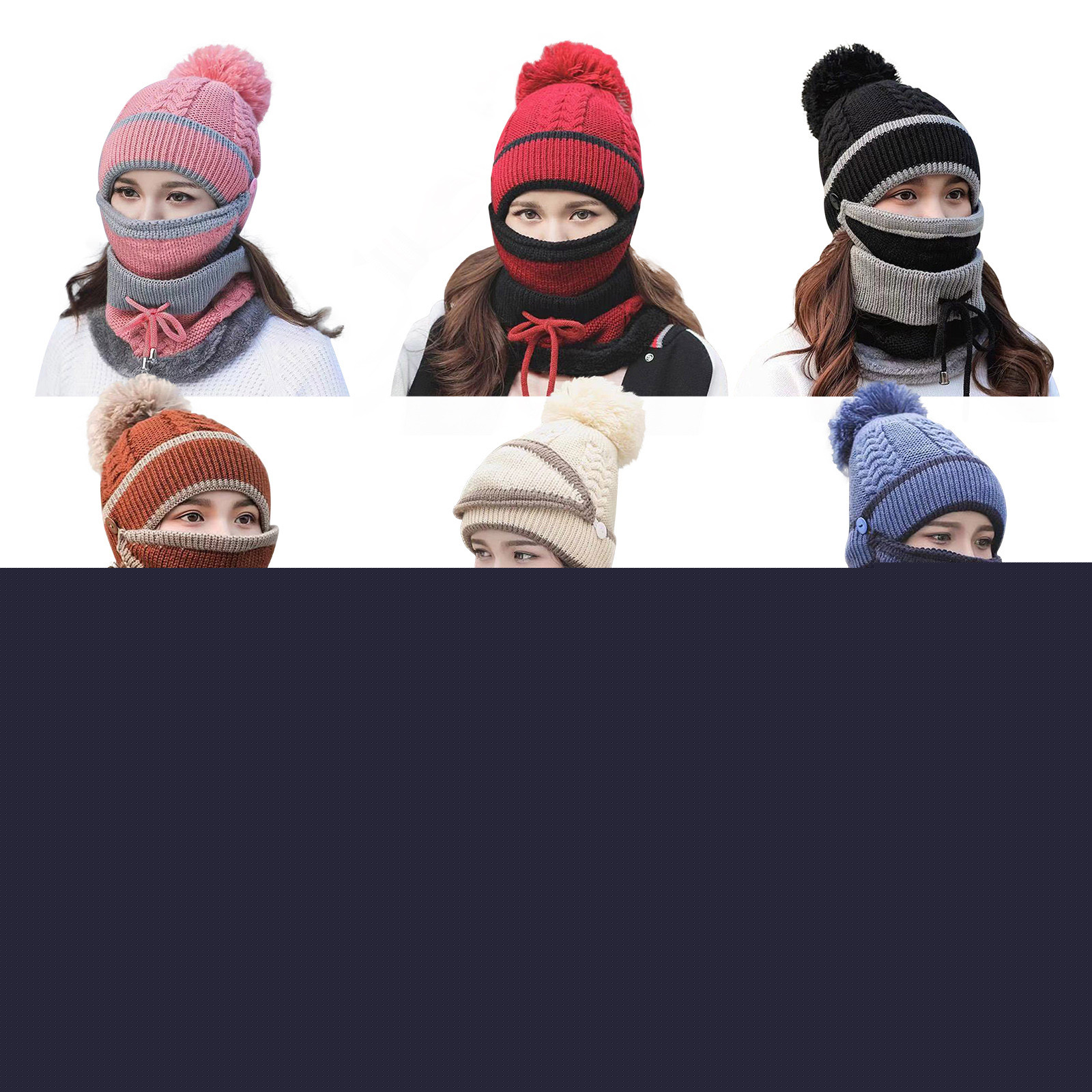 thumbnail image 2 of Sombrero Mujer Invierno Cálido Sombrero de lana Cálido Lindo Sombrero femenino Tres piezas Protección auditiva Sombrero de punto Wmkox8yii  jkg6457, 2 of 3