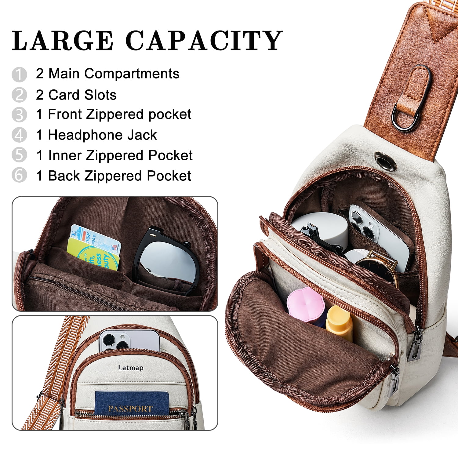 LATMAP Crossbody Sling Bag for Women&Men, Adjustable Straps,  Suitable for travel and as a gift, Beige