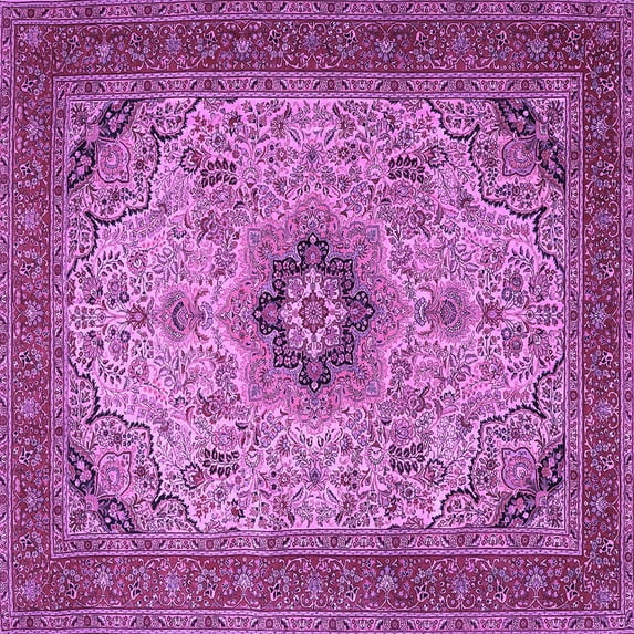 Ahgly Company Indoor Square Medallion Purple Traditional Area Rugs, 8' Square