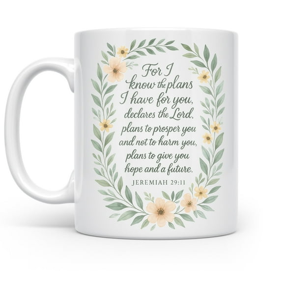 Floral Inspirational 11 oz Coffee Mug - Gift for Friends White Ceramic