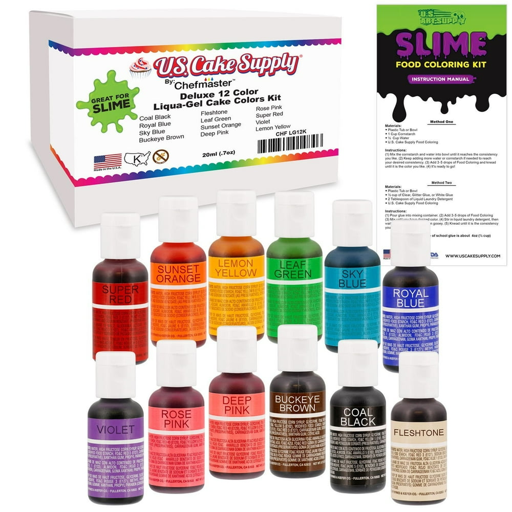 U.S. Art Supply 12 Color LiquaGel Food Coloring Dye Kit 0.75 fl. oz