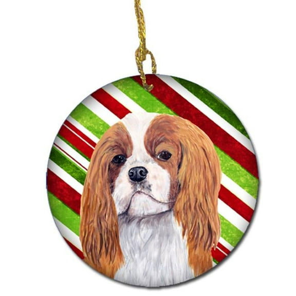 Cavalier Spaniel Candy Cane Holiday Christmas Ceramic Ornament