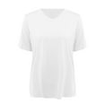 thumbnail image 3 of yunLCZ Basic T Shirts Women's Summer V Neck Loose Short Sleeved Shirt With Slit Women's Short Sleeve Shirts, 3 of 4