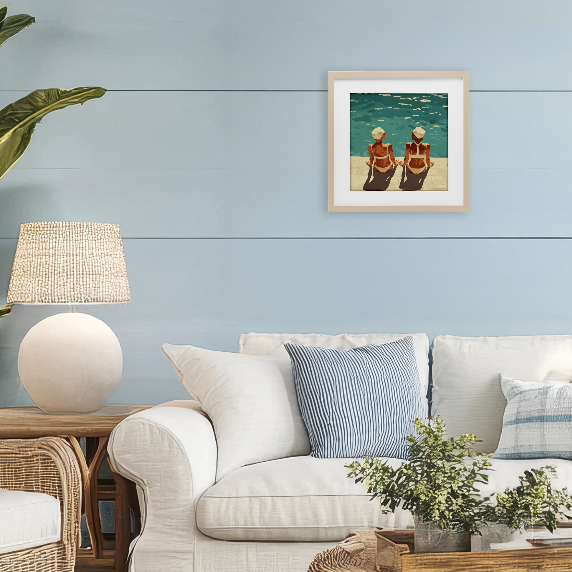 Stupell Industries Swimmer Friends Duo Birch Framed Print Under Glass, design by Layla Oz
