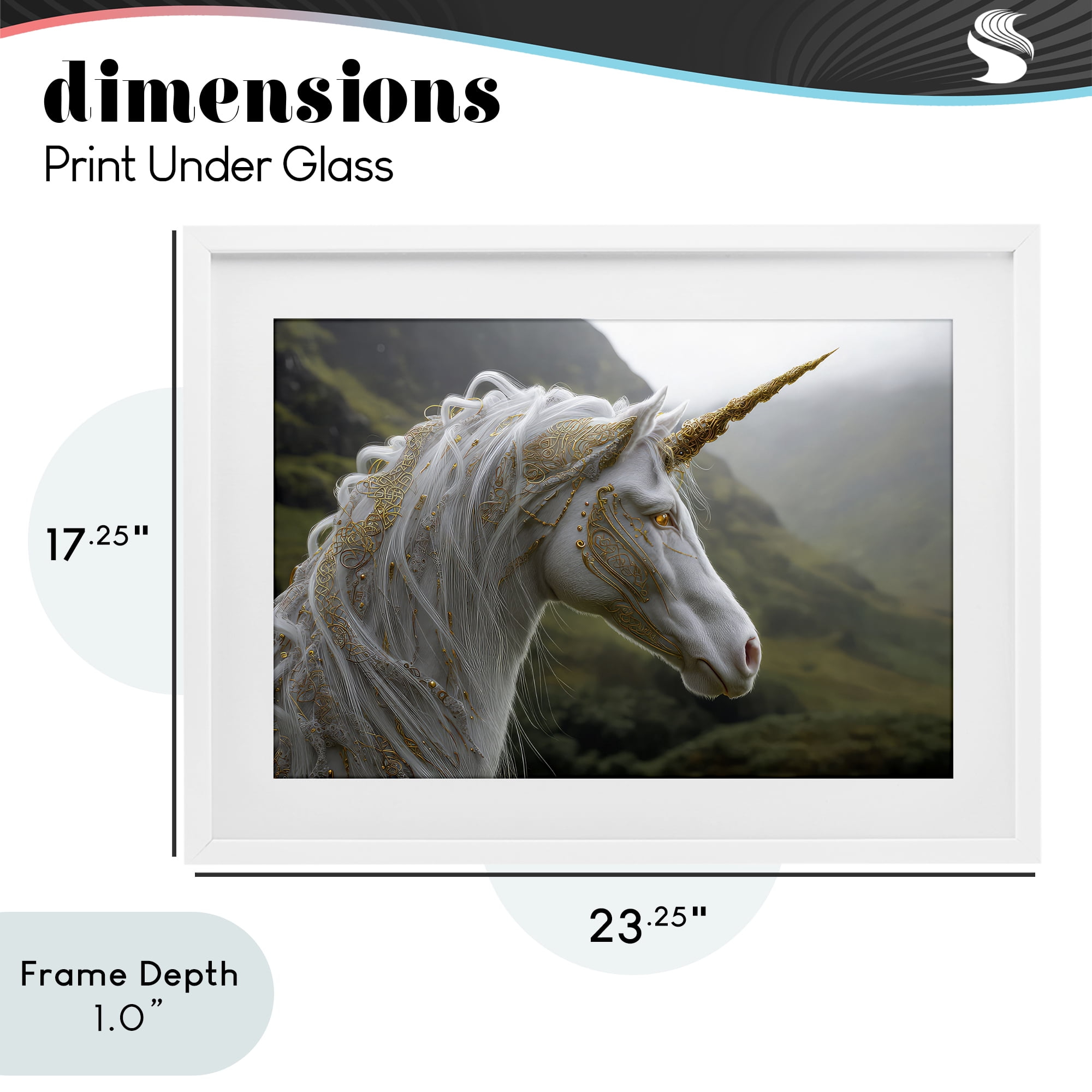 Stupell Industries Ornate Celtic Unicorn White Framed Print Under Glass, design by The Wands Want