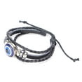 thumbnail image 2 of Falleo Clearance Blue Evil's Eye Bracelets Turkish Style Adjustable Length HandWoven Leather Men's Jewelry, 2 of 5