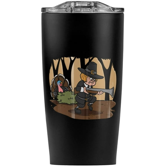 Pilgrim Turkey Thanksgiving Hunting Stainless Steel 20 oz Travel Tumbler, Vacuum Insulated & Double Wall with Leakproof Sliding Lid | Great for Coffee/Hot Drinks and Cold Beverages