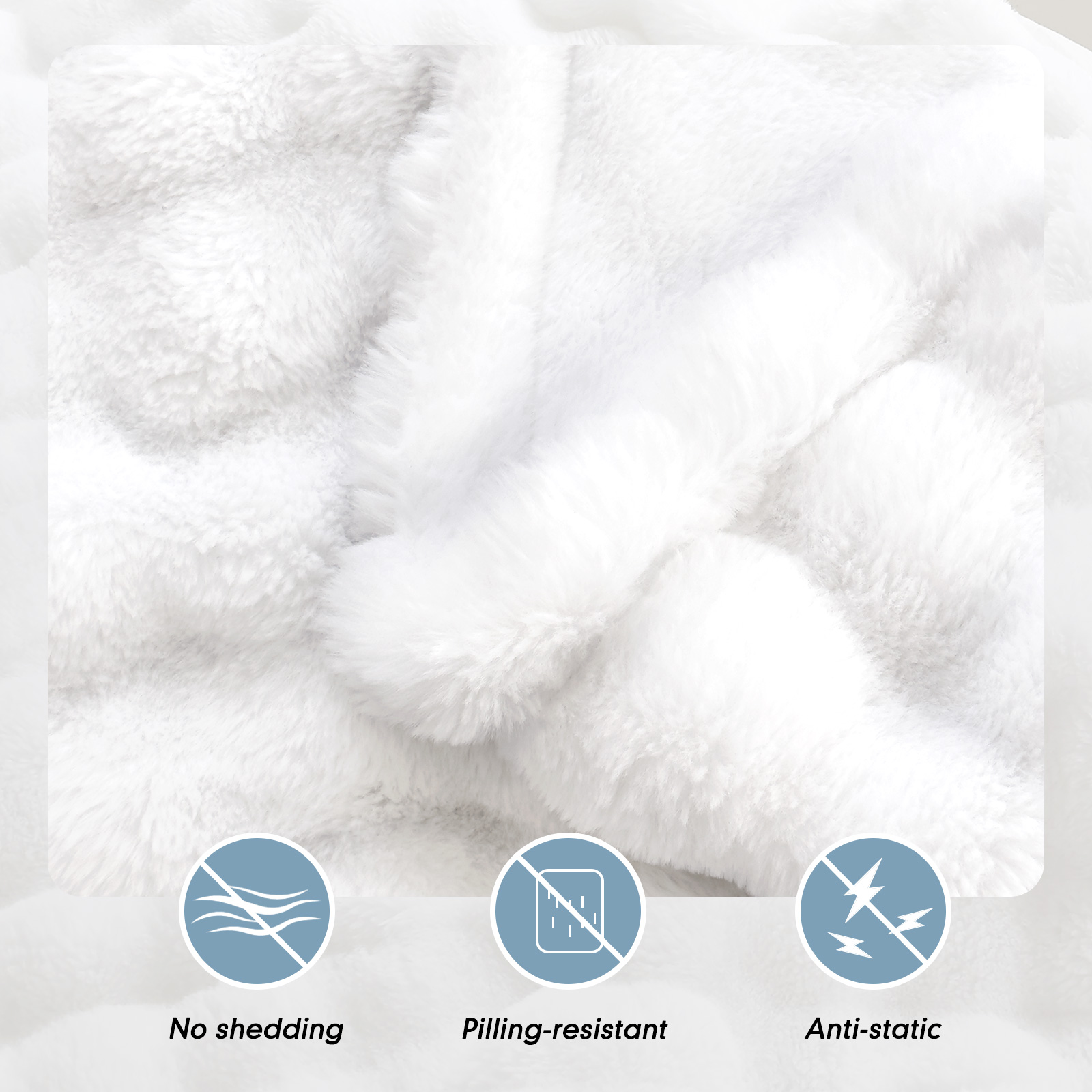 Parojati 90*108 Faux Fur Throw Blanket for King Size Bed - Extra Soft Fluffy Warm Bubble Design Blanket for Couch, Sofa and Versatile Use for Bedroom, Living Room, Farmhouse, White