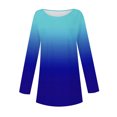 thumbnail image 5 of ATOYSOY Womens Blouses Dressy Trendy Long Sleeve Loose Blouse Round Neck Pullover Floral Tunics Tops Crew Neck Sweatshirts Blue XL, 5 of 5