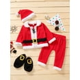 thumbnail image 4 of Odeerbi Baby Boy Girl Clothes Toddler Outfit Newborn Infant Christmas Winter Christmas Romper With Christmas Hat Cute Christmas Three-piece Set Red, 4 of 9