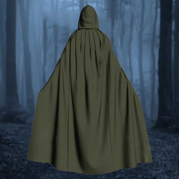 LIZUOJUN Long Hooded Cloak for Women and Men Halloween Full Length Cape Solid Color Cosplay Costume Cloak Masquerade Party Cape Floor Length Dress Up Cape, L