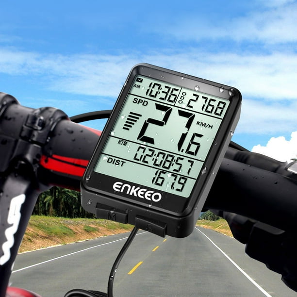 Enkeeo Wired Waterproof Digital LCD Cycle Bicycle Bike Computer Odometer Speedometer Cycling