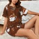 thumbnail image 4 of Fotbe Sloths Need More Coffee Conjunto de Pijama Estampado para Mujer, 2 Piezas, Ropa de Dormir con Camiseta de Manga Corta y Shorts Suaves-4X-Large, 4 of 6