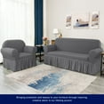 thumbnail image 6 of Subrtex Stretch 1-Piece Seersucker Loveseat Slipcover with Ruffle Skirt, Gray, 6 of 6