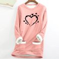 thumbnail image 2 of FAVIPT Fleece Lined Sweatshirt Women Sherpa Winter Fall Warm Tops Long Sleeve Crew Neck Soft Pullover Heart Print Pockets Underwear Pink,XXXL, 2 of 4