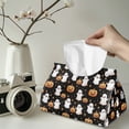 thumbnail image 2 of COEQINE Facial Tissue Holder Cover PU Leather Rectangle Napkin Facial Tissue Dispenser Organizer for Living Room, Kitchen, Bathroom, Car, Halloween Home Decor, Ghost Pumpkin Star, 2 PCS, 2 of 7