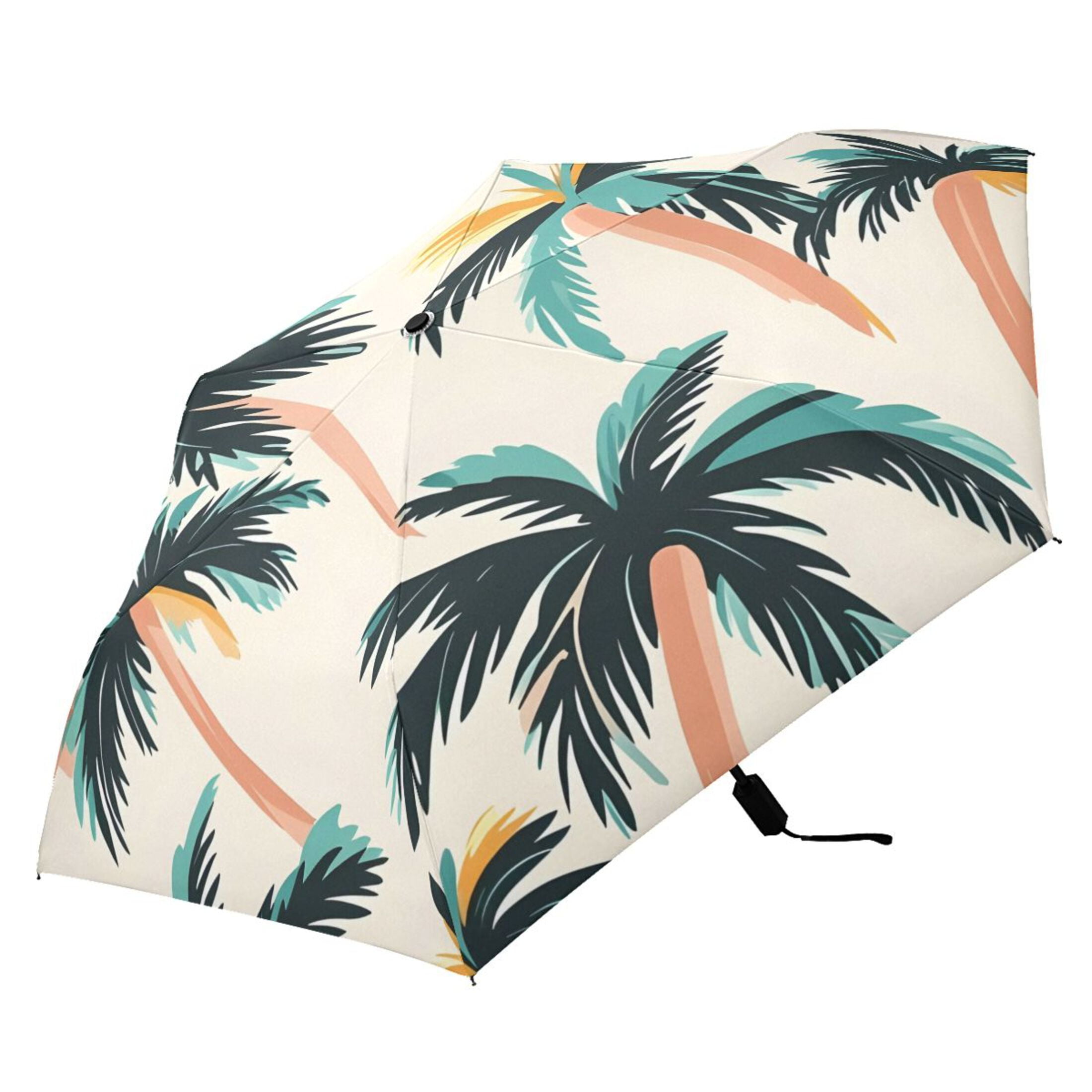 ALAZA Palm Tree-a1 UPF 50+ Compact Folding Umbrella for Rain Travel Umbrella Packable