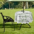 thumbnail image 7 of GZHJMY Outdoor Tablecloth with Zippered Umbrella Hole, Machine Washable, 60-Inch Round, for Indoor Outdoor Gatherings, Green Leaf Flower, 7 of 7