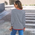 thumbnail image 4 of WTOBBY Women's Striped Long Sleeve Top, Casual Round Neck Sweatshirt, Lightweight Pullover for Fall with Breathable Cotton Blend Fabric for All Day Comfort,Sky Blue L, 4 of 4