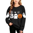 thumbnail image 3 of RUTAYY Girls Crewneck Sweatshirt Halloween Ghost Pumpkin Graphic Long Sleeve Kids Tops Casual Party Wear, Black, 3 of 6