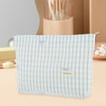 thumbnail image 6 of Unique Bargains 1 Pc Lightweight Clutch Plaid Bow Embroidery Large Makeup Bag for Vacation Blue Canvas, 6 of 6