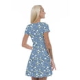 thumbnail image 2 of Women’s A Line Blue Floral Summer Dress, Retro Triangle Arrangement, Cross Wrap V Neck, 6 Sizes, by Ambesonne, 2 of 2