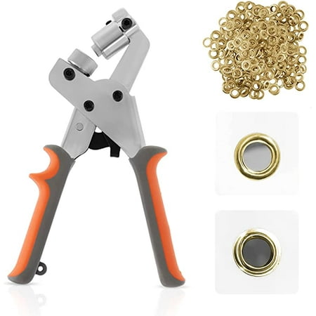 

Grommet Handheld Hole Punch Pliers 1/4 Inch (6mm) Grommet Machine Hand Press Tool with 500 Grommets