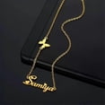 thumbnail image 4 of Collar personalizado con nombre shaofei Cadena de oro ACERO inoxidable corona de amor mariposa 35 cm estilo 8 plata, 4 of 5